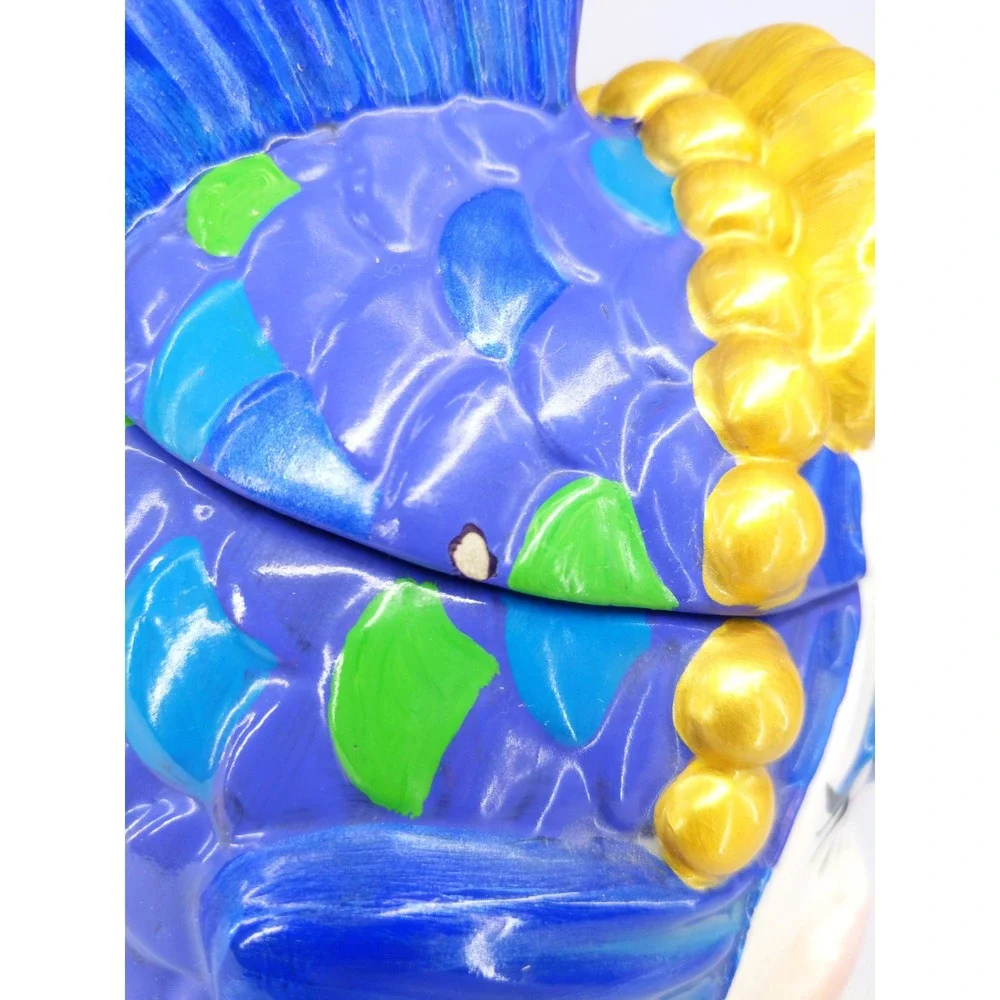 Katherine's Collection Kissing Fish Jar Blue Whimsical Ceramic Lidded Canister